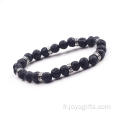 2016 8mm Pierre de lave pour hommes uniques Design de Zinc alliage perle Bracelet